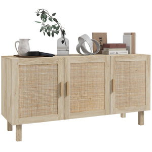 English Elm Homcom Boho Sideboard Buffet Cabinet With Rattan Doors, Adjustable Shelves & Stylish Natural Finish W2225P217722