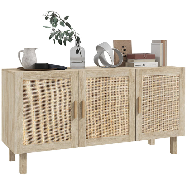 English Elm Homcom Boho Sideboard Buffet Cabinet With Rattan Doors, Adjustable Shelves & Stylish Natural Finish W2225P217722
