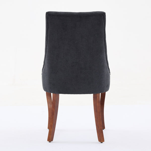 English Elm Rayon High-Back Dining Chair Set with Plush Flocking Upholstery, Triple-Comfort Cushion & Solid Wood Legs Black W1143P233646