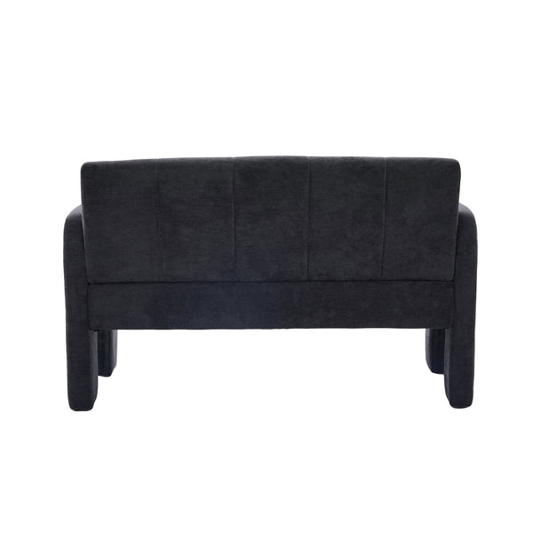 English Elm Nordic Ergonomic Double Armchair Upholstered Chenille Sofa 2-Seater Compact Lounge Chair 550LB Capacity Black W395P380537