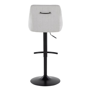 English Elm Hannah Adjustable Swivel Barstool Set of 2 — Transitional Padded Upholstered Seat with T‑Footrest and Black Metal Base, 360° Height Adjustable, Durable Indoor Seating (Each 250 lb) Grey B202S00931