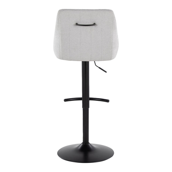 English Elm Hannah Adjustable Swivel Barstool Set of 2 — Transitional Padded Upholstered Seat with T‑Footrest and Black Metal Base, 360° Height Adjustable, Durable Indoor Seating (Each 250 lb) Grey B202S00931