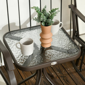 English Elm Outsunny 3-Piece Outdoor Glider Set: 2 Stylish Rocking Chairs & Glass Table For Patios & Gardens W2225P217096-GIGA