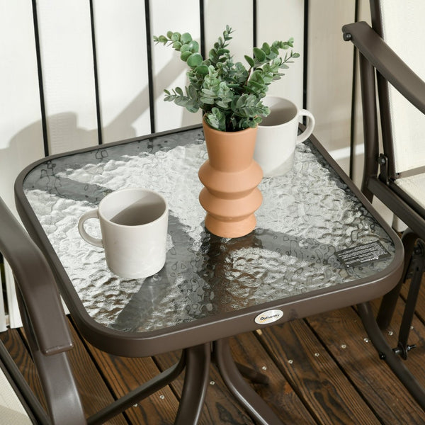 English Elm Outsunny 3-Piece Outdoor Glider Set: 2 Stylish Rocking Chairs & Glass Table For Patios & Gardens W2225P217096-GIGA