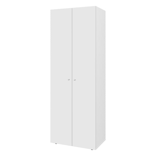 English Elm FM 2-Door Tall Wardrobe Cabinet with Full-Length Rod and 4 Shelves, Scratch-Resistant Melamine Finish White 71.26 L x 20.08 W x 5.51 H B128P361091