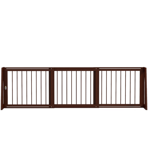 English Elm Pawhut Freestanding Wood Pet Gate Three Panel Accordion Design for Home Interiors W2225P229555