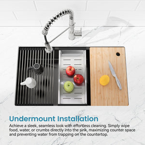 English Elm Stainless Steel Handmade Undermount Kitchen Sink Single Bowl with Brushed Finish T3177P296193