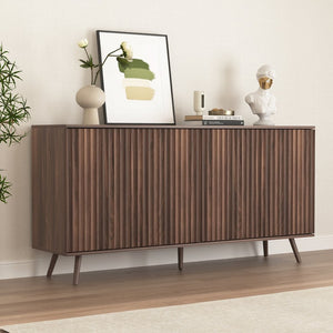 English Elm Sideboard Walnut Credenza with Hexagonal Doors and Adjustable Shelves for Dining Areas W409P327406
