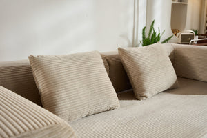 English Elm Convertible Sleeper Sofa Bed with Corduroy Upholstery, 4‑in‑1 Folding Couch Mattress, Space‑Saving Lounge Beige W3434P346244