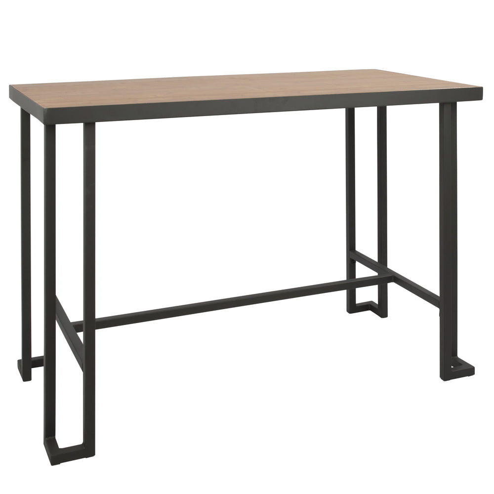 English Elm Roman Industrial Counter Table with Bamboo Top & Steel Frame, Seats 4, Rustic Grey-Natural Finish B202P223312