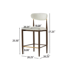English Elm Christopher Knight Home® - ARMLESS Modern Upholstered Counter Stool Set of 2 with Iron Toothpick Frame, Gold Trim Accents Beige+Brown N771P316339J