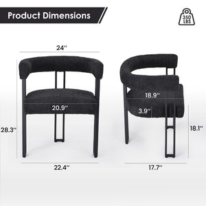 English Elm Counter Height Stools Set of 2 Mid-century Metal Legs Ergonomic Kitchen Island Seating Black T3623P431979
