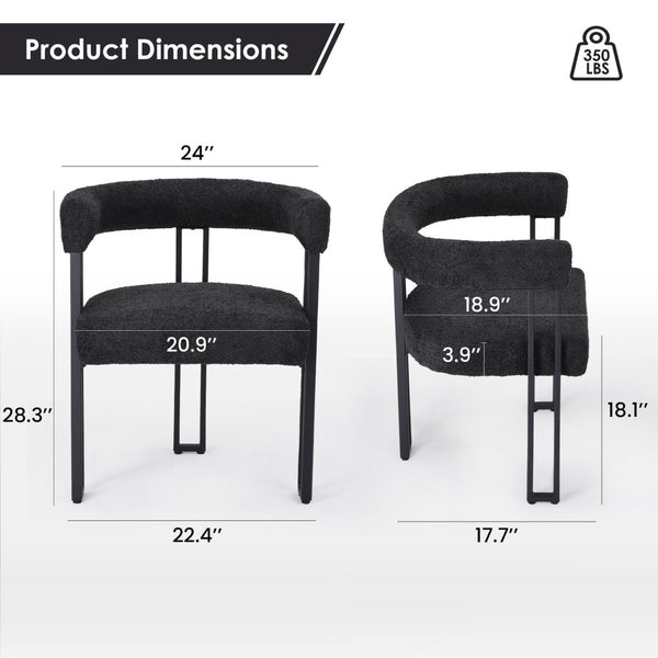 English Elm Counter Height Stools Set of 2 Mid-century Metal Legs Ergonomic Kitchen Island Seating Black T3623P431979