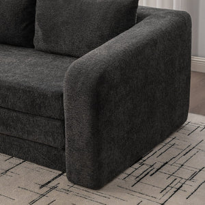 English Elm 71" Chenille Pull Out Sleeper Loveseat Convertible Floor Couch for Dorm or Guest Bedroom Gray W3118P388902