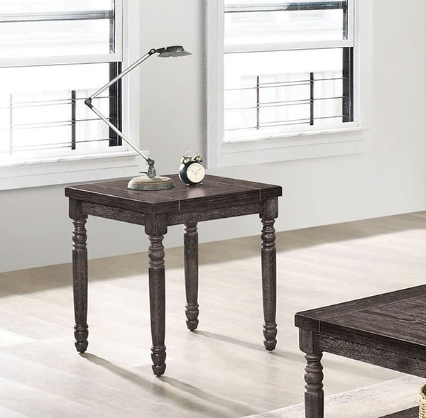 English Elm Rustic Round Wooden Coffee Table 48" Dia x 20" H with Weathered Finish, Turned Legs, Open Shelf and Button-Tufted Beige Linen Top Gray 50 L x 27 W x 10 H B2741P357617