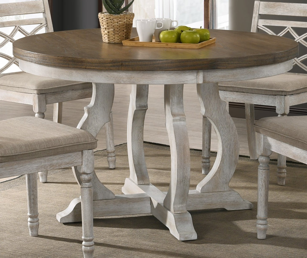 English Elm Fiorella Round Walnut Veneer Dining Table with Cross Base Seats Four to Six B2749S00206