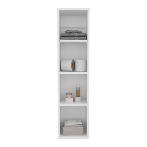English Elm Tall Slim Wall Mounted Bathroom Organizer with Four Open Shelves for Compact Spaces B070P440886