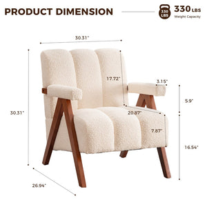 English Elm Mid-century Modern Chenille Accent Chair Cloud Silhouette Oak Frame Living Room Lounge W1170P425382