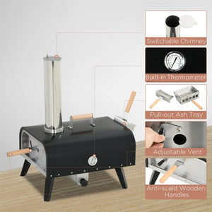 English Elm Outsunny Wood Pellet Pizza Oven Portable Rotating Stone Stainless Backyard Grill W2225P175531