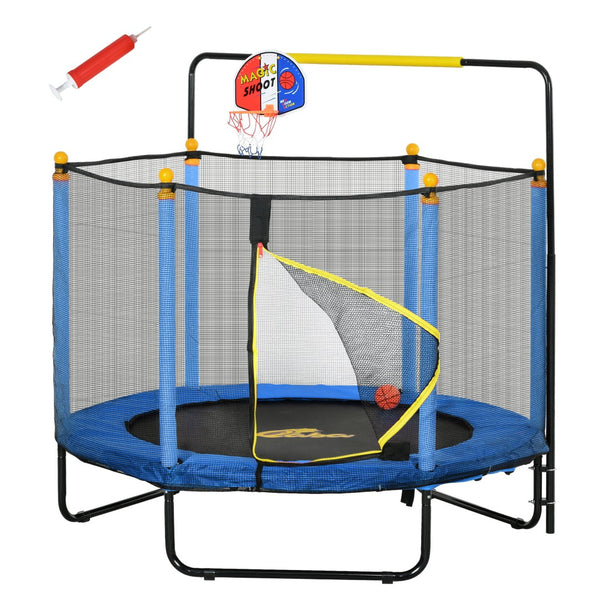 English Elm Qaba Springfree Indoor Kids Trampoline with Basketball Hoop and Safety Net Ages 3 to 10 W2225P229104