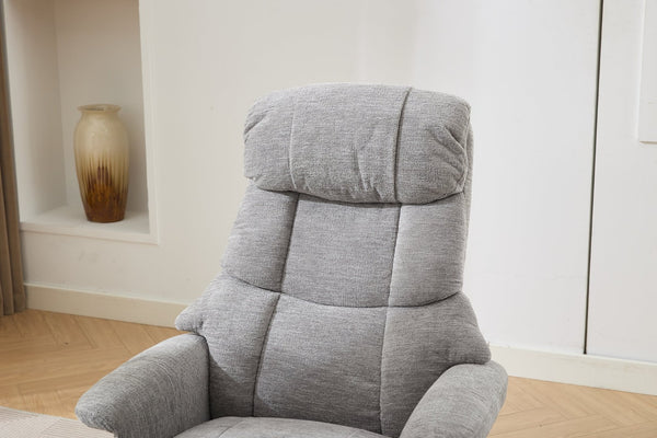 English Elm 069dr-ergonomic Swivel Recliner with Massage Heating Chenille Wingback Lounge Chair Grey W527S00010