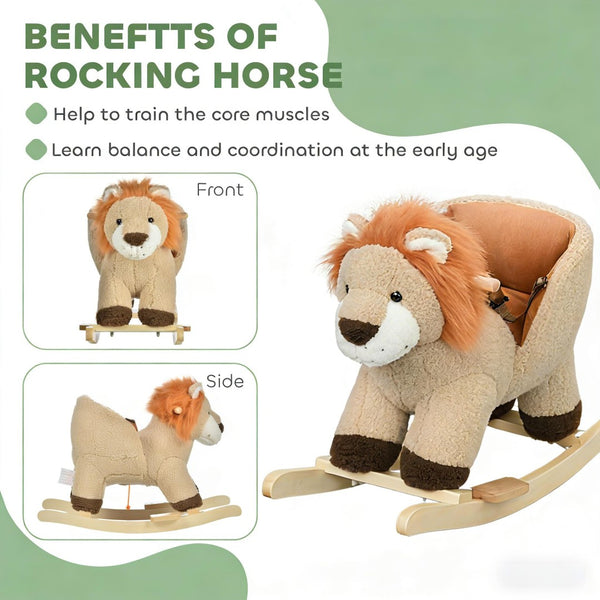 English Elm Classic Wooden Toddler Rocking Horse with White Finish Safe Grip Rails Nursery Play T3971P442156
