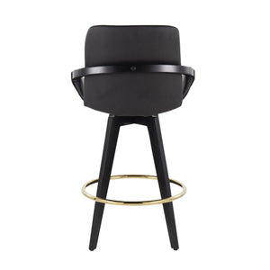 English Elm Cosmo Contemporary Counter Stools Set Of 2 - Stylish Black Wood & Gold Metal Footrest, Swivel Comfort B202S00207