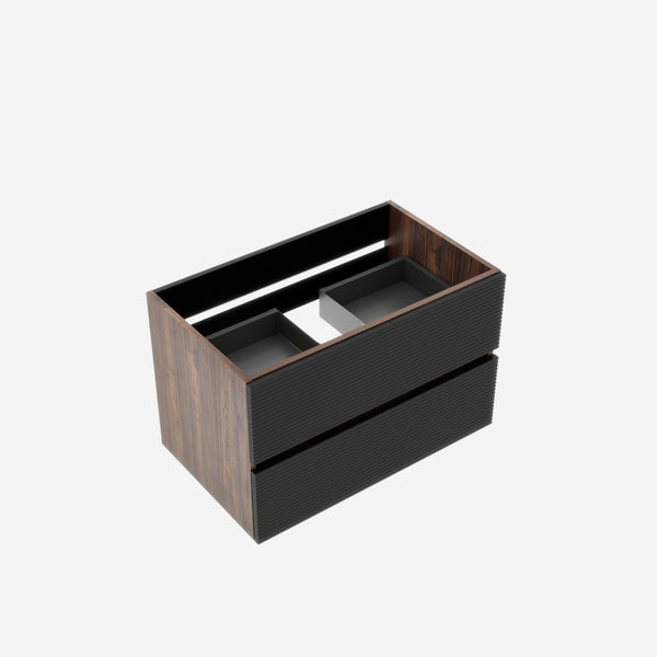 English Elm Grace Wall Mounted Floating Vanity Walnut Wood Grain Mid Century Modern Bathroom Storage W1865P365231