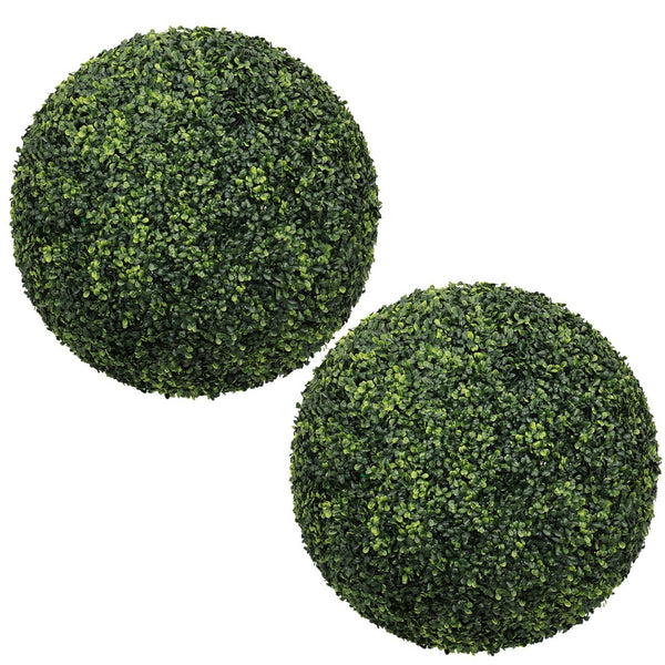 English Elm 22.4in Faux Boxwood Spheres Uv Resistant Outdoor Topiary Set for Porch Patio Garden W2945P460788