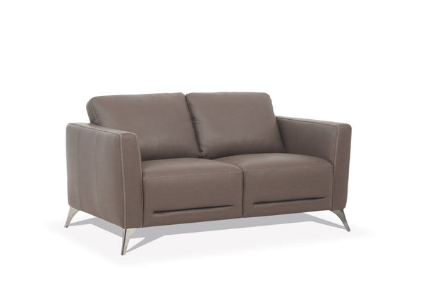 English Elm Malaga Italian Genuine Leather Loveseat with Track Arms and Chrome Legs for Modern Living B2726P496928