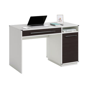 English Elm Computer Desk with Flip-Down Panel and Slide-Out Keyboard Tray, Built-In CPU Storage, Compact Durable Design Gray B356P367759