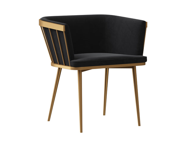 Sunpan Caily Dining Armchair - Modern Elegance with Gold Stainless Steel Frame for Stylish Dining Spaces Abbington Black