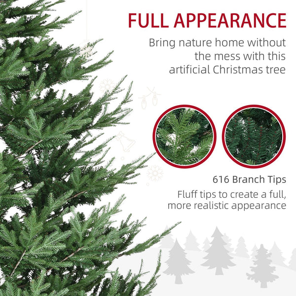 English Elm Homcom 9-Foot Lifelike Pine Christmas Tree With 1939 Branches, Easy Setup, Sturdy Base & Green Decor W2225P229268