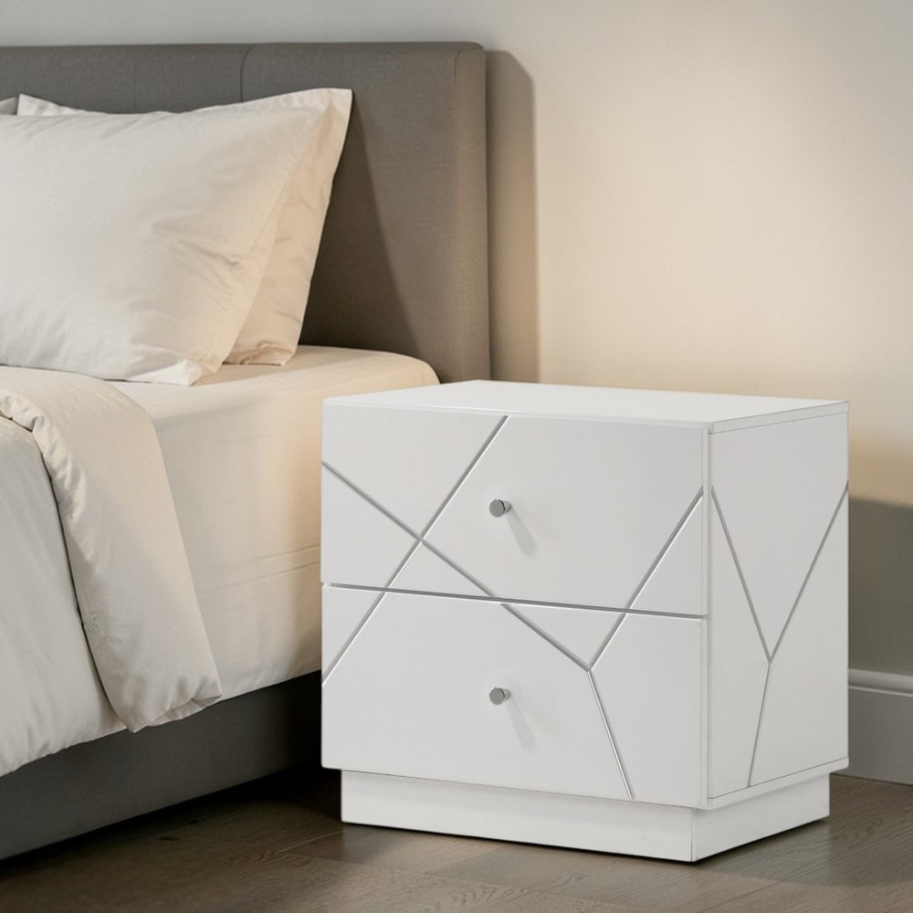 English Elm Esther Two Drawer Glam Nightstand with High Gloss Lacquered Mdf Finish for Modern Bedrooms B2756P493475