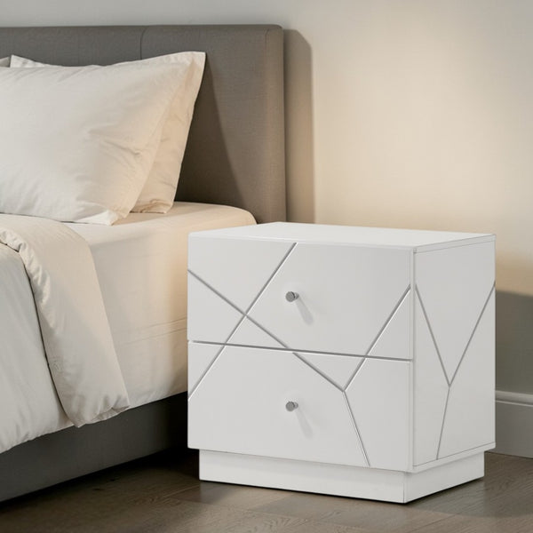 English Elm Esther Two Drawer Glam Nightstand with High Gloss Lacquered Mdf Finish for Modern Bedrooms B2756P493475