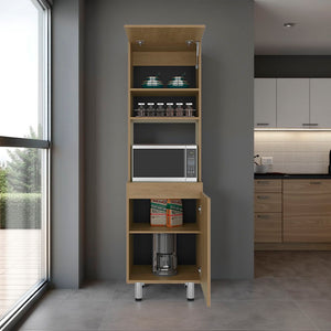English Elm Soham Tall Kitchen Pantry Cabinet with Chrome Legs Warm Beige Minimalist Storage B092P474468