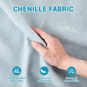 English Elm Two-Seater Sofa Set In Sky Blue Chenille With Ottoman & Lumbar Pillows - Elegant, Ergonomic Comfort W714S01204-GIGA