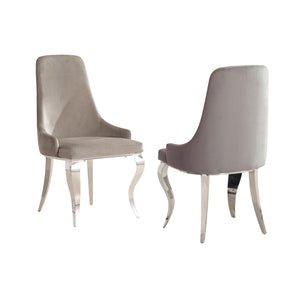 English Elm Set Of 2 Velvet Side Chairs - Luxurious Grey Upholstery & Polished Chrome Legs For Modern Elegance B016P225431-GIGA