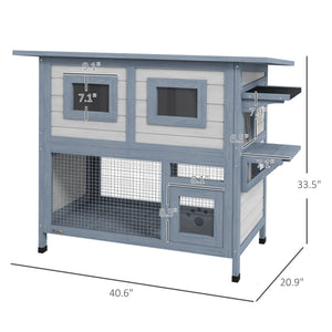 English Elm PawHut Extendable Outdoor Cat Tunnel 79" Wooden Catio Run with Weatherproof Mesh, Multi-Entry LIGHT GREY W2225P200727