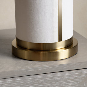 Crestview Collection 29.75"H Modern Metal Table Lamp With Elegant White Linen Shade & Luxurious Gold Accents, 150w   Cvazer182