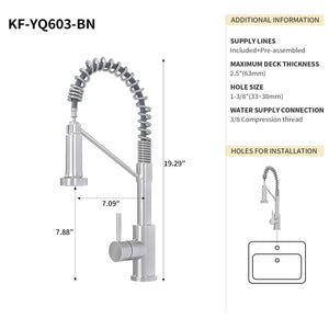 English Elm Bothwa Pull Down Kitchen Faucet with Stainless Steel Spout and Ceramic Cartridge Control Brushed Nickel B2724P262354