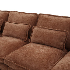 English Elm United We Win 106" U-Shaped Sectional Sofa - Comfy Chenille Couch With Usb Ports, Storage Ottoman & Pillows W1568S00234-GIGA