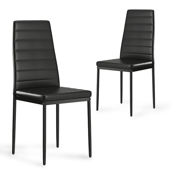 English Elm Black PU Dining Chairs Set of 2 – Modern Upholstered Kitchen Side Chairs, Metal Frame, Easy Cleanable, Adjustable Pads, Durable Comfort (Set of 2) T3623P408493