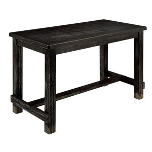 English Elm Antique Rustic Counter Height Dining Table - Distressed Black Wood With Supportive Footrest Design B011P189948