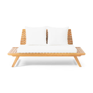 English Elm Christopher Knight Home® - SEDONA Acacia Wood Loveseat with Water-Resistant Cushions and Wide Seat Panel for Outdoor Comfort Teak 68.5 L x 32 W x 11.25 H 63745.00WHI