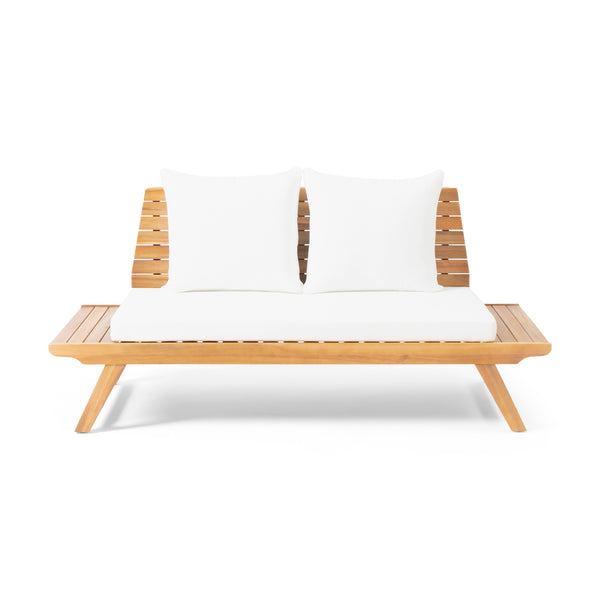 English Elm Christopher Knight Home® - SEDONA Acacia Wood Loveseat with Water-Resistant Cushions and Wide Seat Panel for Outdoor Comfort Teak 68.5 L x 32 W x 11.25 H 63745.00WHI