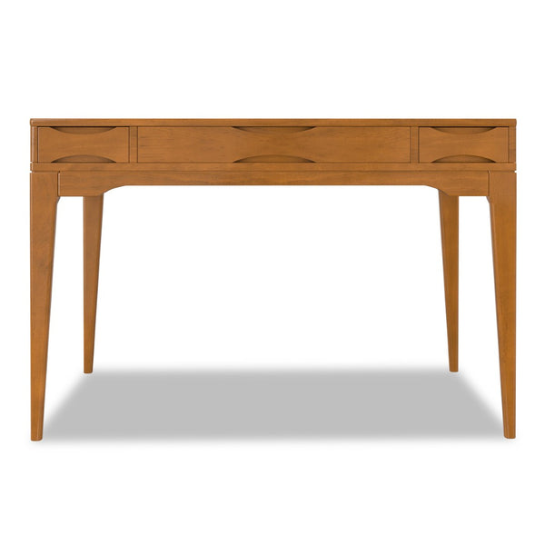 English Elm Harper Rubberwood Writing Desk with Keyboard Tray Mid-century Modern Home Office Storage Brown B136P420747