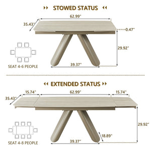 English Elm 1+6 Sintered Stone Extendable Dining Table Seats Six with Steel Base Modern W5630S00008