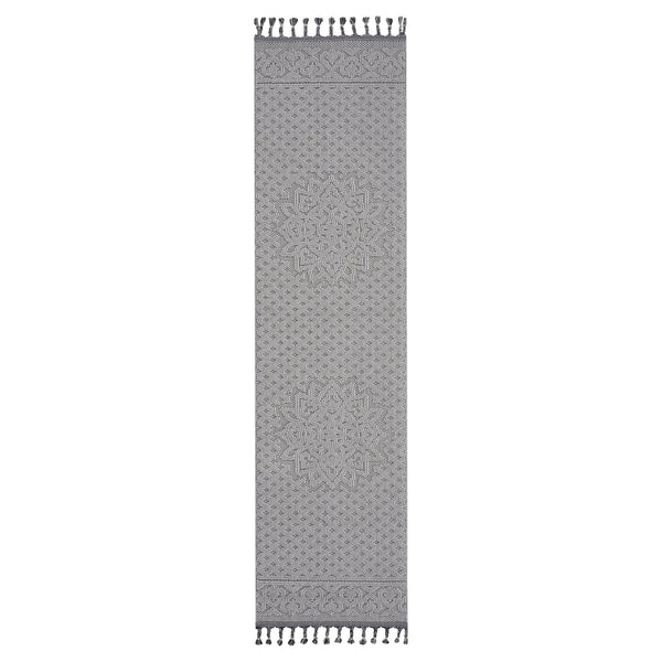 English Elm Guros Medallion Runner Rug - Elegant White/Ivory Indoor/Outdoor Design, Durable & Stain Resistant B189P183609