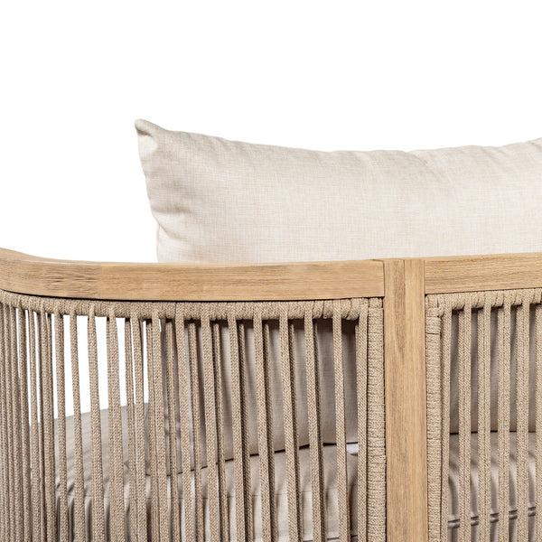 English Elm Christopher Knight Home® - 54.4'' Acacia Wood Outdoor Loveseat with Beige Cushions, Light Teak Finish, Weather-Resistant Rustic Charm N772P246424L